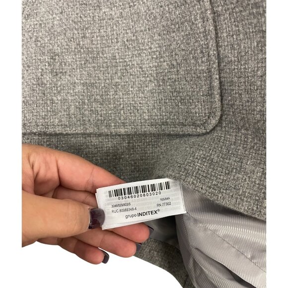 Zara Womens Jacket Blazer S Small Gray Round Neck Gold Button 3046/020 NWT - Picture 8 of 16